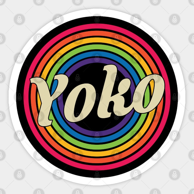 Yoko - Retro Rainbow Style Sticker by MaydenArt